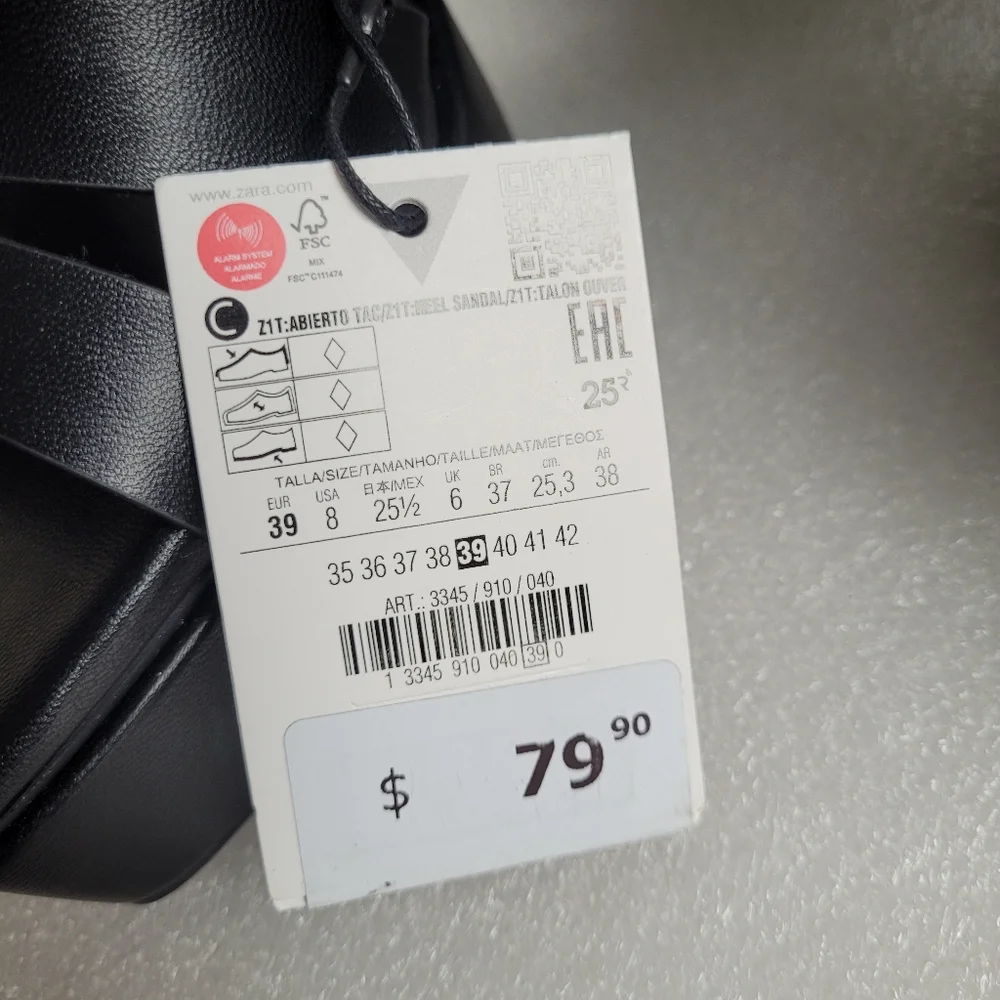 NWT Zara Chunky Black Platform Sandals with Chain Detail High Heels Size 8 - Picture 14 of 16